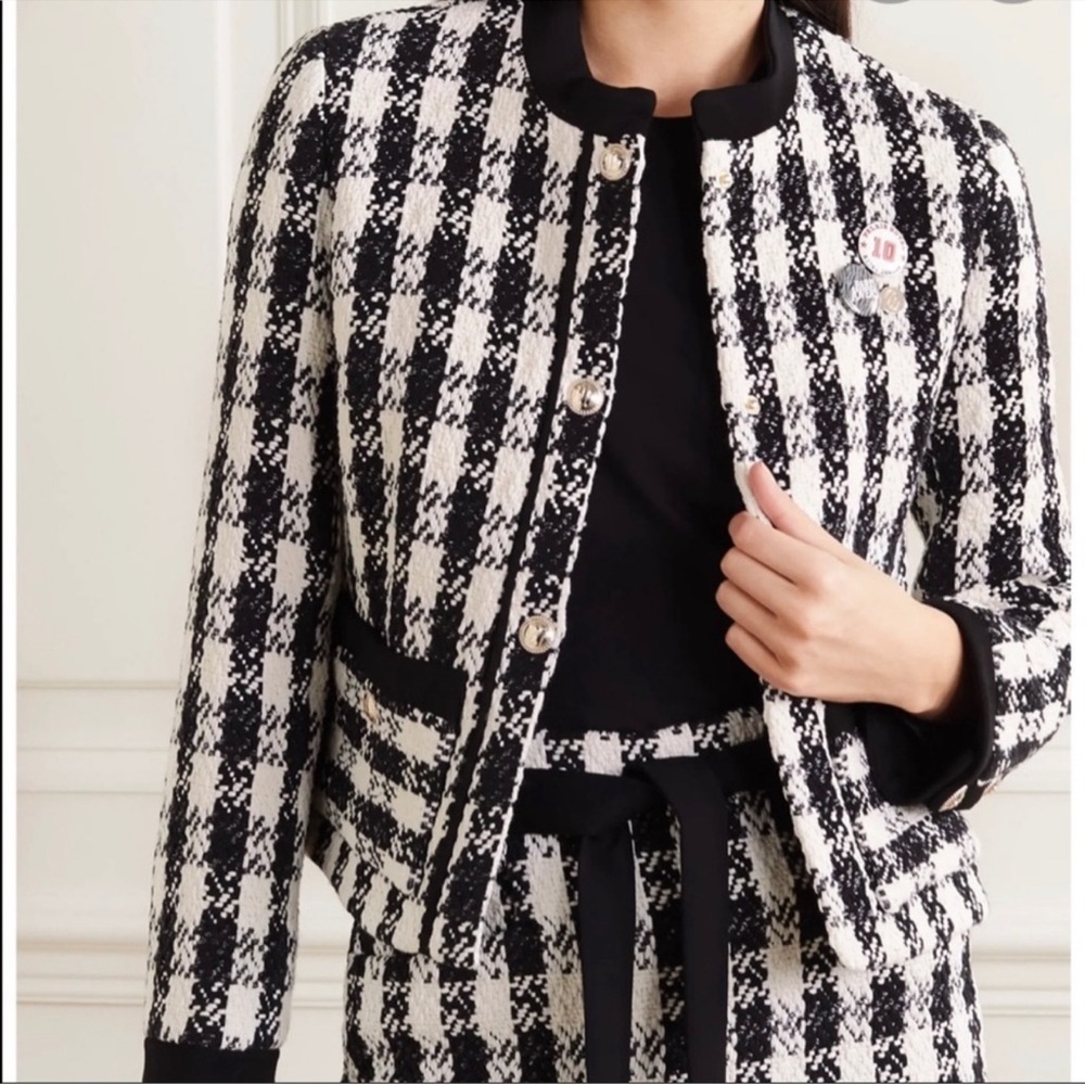 Maje Vicky Houndstooth Cotton-blend Tweed Jacket - Picture 3 of 10